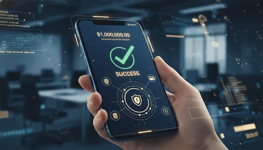 High-tech 1-second automated financial transaction concept